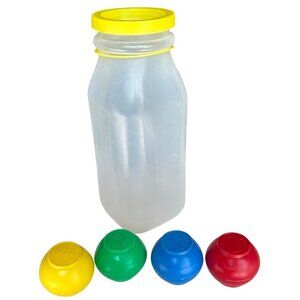 VINTAGE Gerber Baby Toys w/Plastic Container and Round Toys 8" Tall